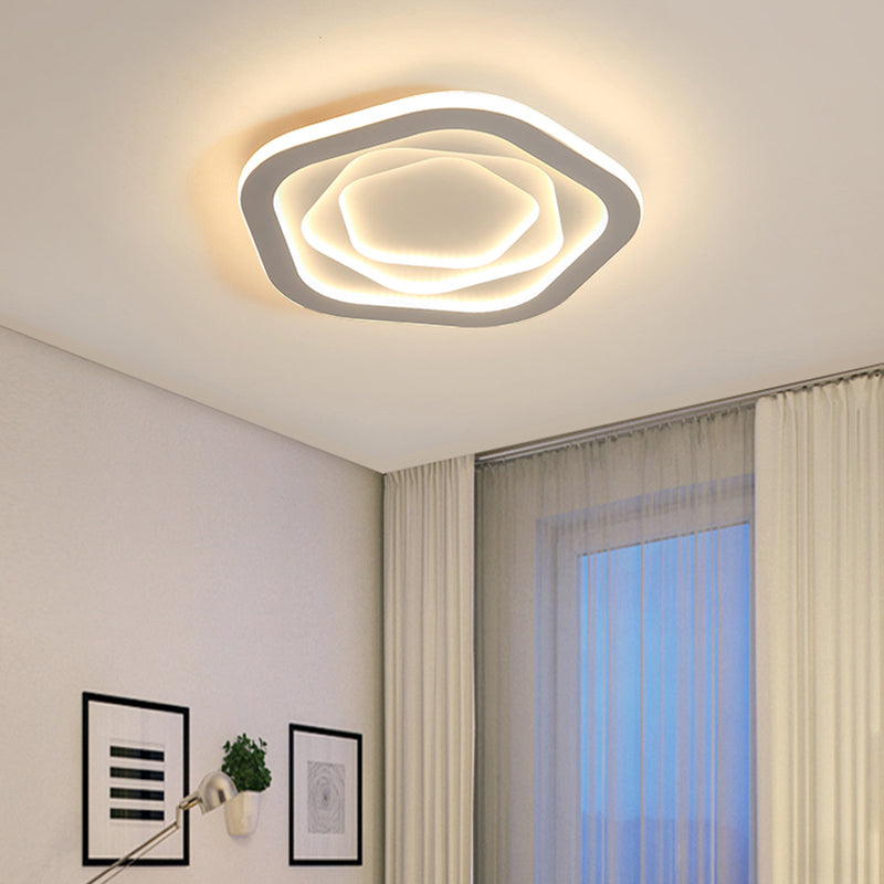 White Pentagonal LED Flush Light Minimalism Acrylic Ceiling Mount Lighting for Bedroom Clearhalo 'Ceiling Lights' 'Close To Ceiling Lights' 'Close to ceiling' 'Flush mount' Lighting' 2422699
