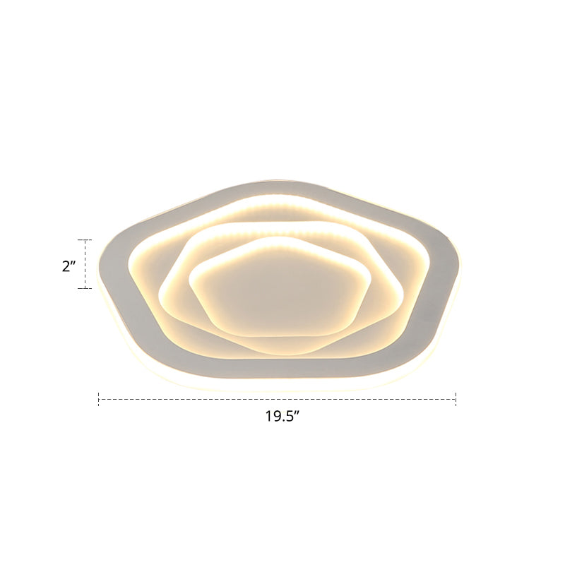 White Pentagonal LED Flush Light Minimalism Acrylic Ceiling Mount Lighting for Bedroom White 19.5" Warm Clearhalo 'Ceiling Lights' 'Close To Ceiling Lights' 'Close to ceiling' 'Flush mount' Lighting' 2422703