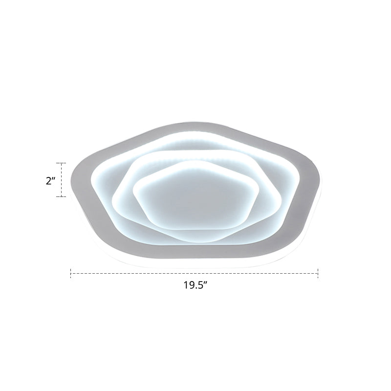 White Pentagonal LED Flush Light Minimalism Acrylic Ceiling Mount Lighting for Bedroom White 19.5" White Clearhalo 'Ceiling Lights' 'Close To Ceiling Lights' 'Close to ceiling' 'Flush mount' Lighting' 2422706