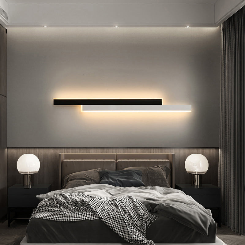 Black-White Linear LED Wall Light Minimalist Metal Flush Mount Wall Sconce for Corridor Clearhalo 'Cast Iron' 'Glass' 'Industrial' 'Modern wall lights' 'Modern' 'Tiffany' 'Traditional wall lights' 'Wall Lamps & Sconces' 'Wall Lights' Lighting' 2422711