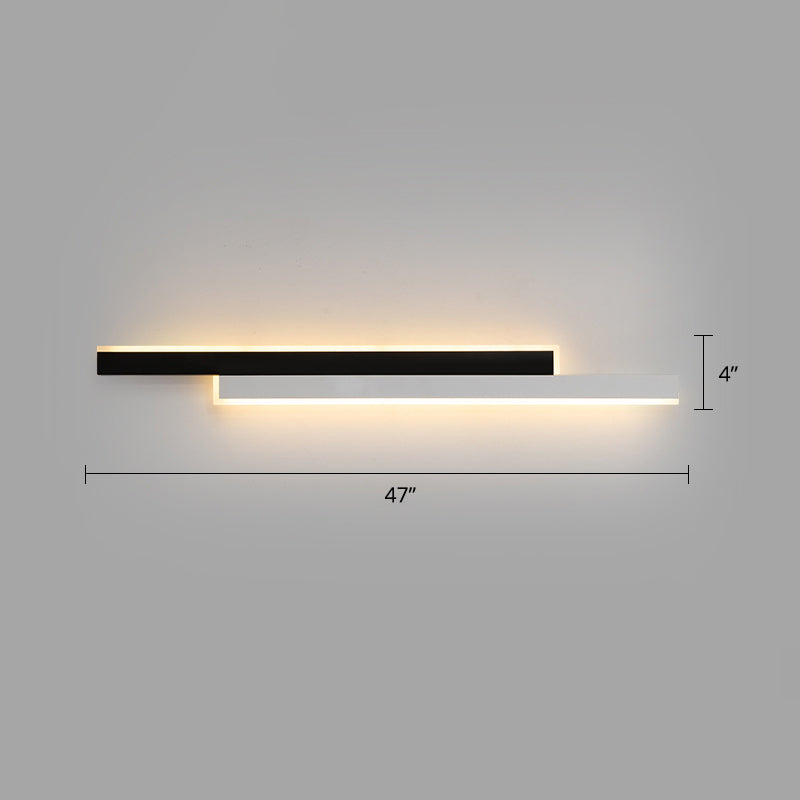 Black-White Linear LED Wall Light Minimalist Metal Flush Mount Wall Sconce for Corridor Black-White 47" Warm Clearhalo 'Cast Iron' 'Glass' 'Industrial' 'Modern wall lights' 'Modern' 'Tiffany' 'Traditional wall lights' 'Wall Lamps & Sconces' 'Wall Lights' Lighting' 2422712