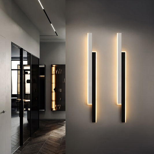 Black-White Linear LED Wall Light Minimalist Metal Flush Mount Wall Sconce for Corridor Clearhalo 'Cast Iron' 'Glass' 'Industrial' 'Modern wall lights' 'Modern' 'Tiffany' 'Traditional wall lights' 'Wall Lamps & Sconces' 'Wall Lights' Lighting' 2422714