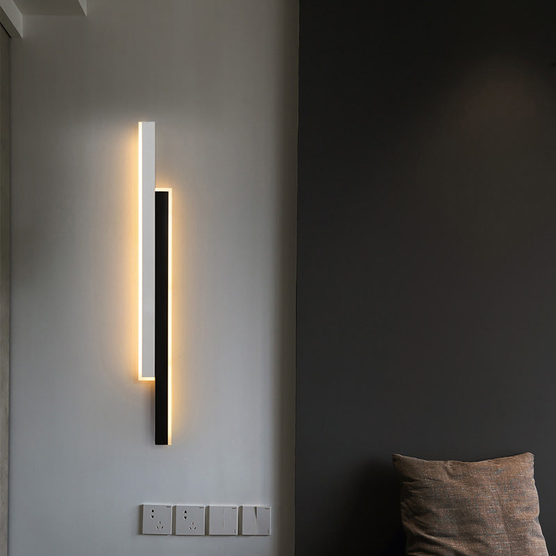 Black-White Linear LED Wall Light Minimalist Metal Flush Mount Wall Sconce for Corridor Clearhalo 'Cast Iron' 'Glass' 'Industrial' 'Modern wall lights' 'Modern' 'Tiffany' 'Traditional wall lights' 'Wall Lamps & Sconces' 'Wall Lights' Lighting' 2422716