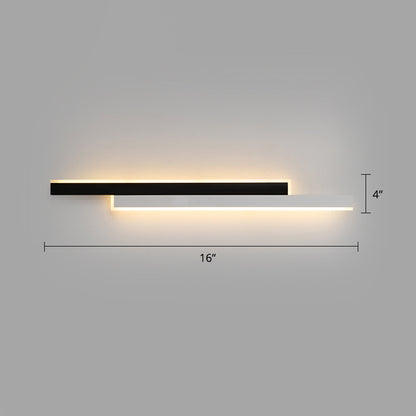 Black-White Linear LED Wall Light Minimalist Metal Flush Mount Wall Sconce for Corridor Black-White 16" Warm Clearhalo 'Cast Iron' 'Glass' 'Industrial' 'Modern wall lights' 'Modern' 'Tiffany' 'Traditional wall lights' 'Wall Lamps & Sconces' 'Wall Lights' Lighting' 2422724
