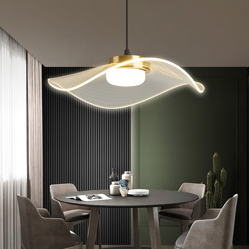 Ruffled LED Pendulum Light Simplicity Acrylic Clear Hanging Light for Dining Room Clearhalo 'Ceiling Lights' 'Modern Pendants' 'Modern' 'Pendant Lights' 'Pendants' Lighting' 2422726