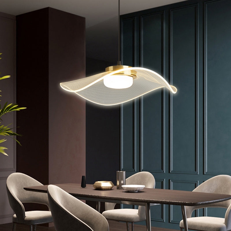 Ruffled LED Pendulum Light Simplicity Acrylic Clear Hanging Light for Dining Room Clearhalo 'Ceiling Lights' 'Modern Pendants' 'Modern' 'Pendant Lights' 'Pendants' Lighting' 2422731