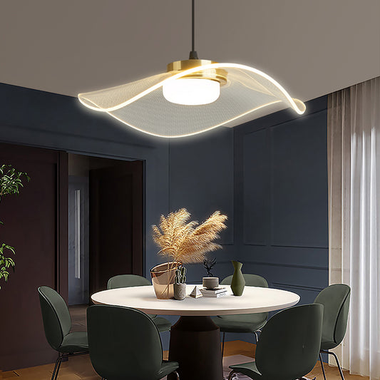 Ruffled LED Pendulum Light Simplicity Acrylic Clear Hanging Light for Dining Room Clearhalo 'Ceiling Lights' 'Modern Pendants' 'Modern' 'Pendant Lights' 'Pendants' Lighting' 2422733