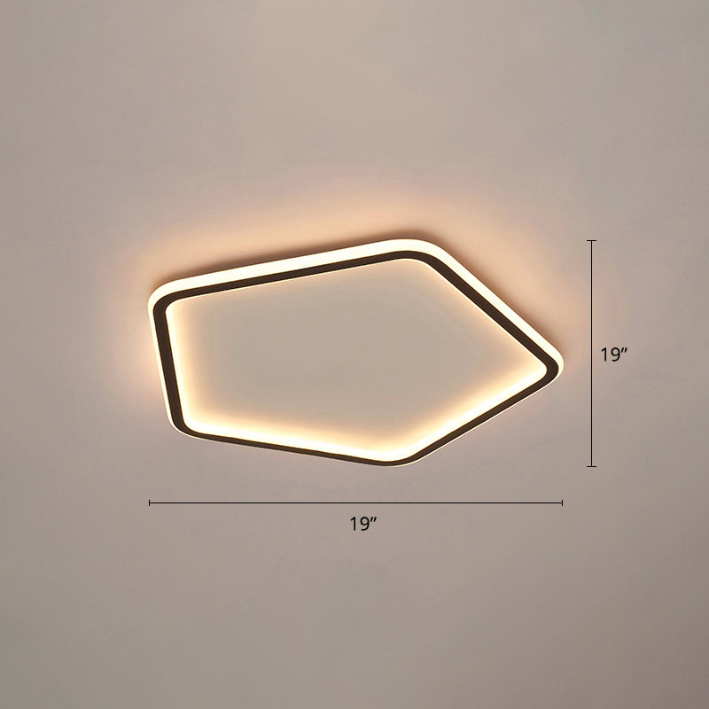 Minimalist Pentagon Ultrathin Ceiling Light Aluminum Bedroom LED Flush Mount Light in Black Black 19" Clearhalo 'Ceiling Lights' 'Close To Ceiling Lights' 'Close to ceiling' 'Flush mount' Lighting' 2422738