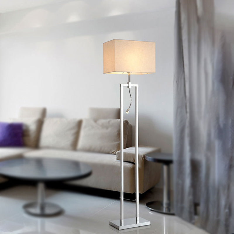 Fabric Rectangle Reading Floor Lamp Contemporary Standing Light in Beige with LED Spotlight Clearhalo 'Floor Lamps' 'Lamps' Lighting' 242274