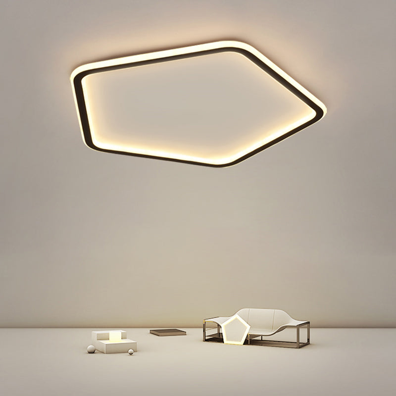 Minimalist Pentagon Ultrathin Ceiling Light Aluminum Bedroom LED Flush Mount Light in Black Clearhalo 'Ceiling Lights' 'Close To Ceiling Lights' 'Close to ceiling' 'Flush mount' Lighting' 2422742