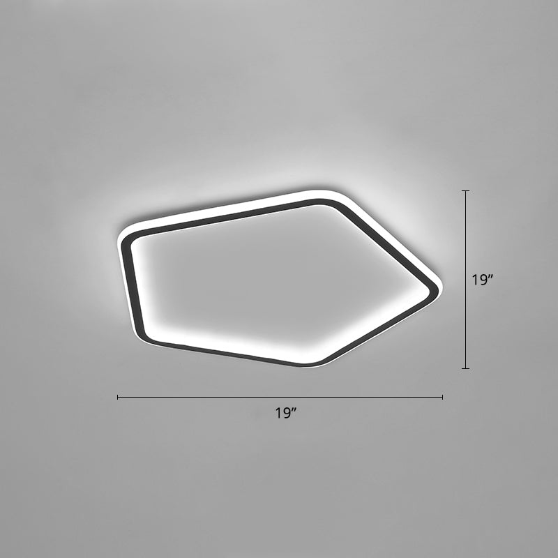Minimalist Pentagon Ultrathin Ceiling Light Aluminum Bedroom LED Flush Mount Light in Black Black 19" White Clearhalo 'Ceiling Lights' 'Close To Ceiling Lights' 'Close to ceiling' 'Flush mount' Lighting' 2422743