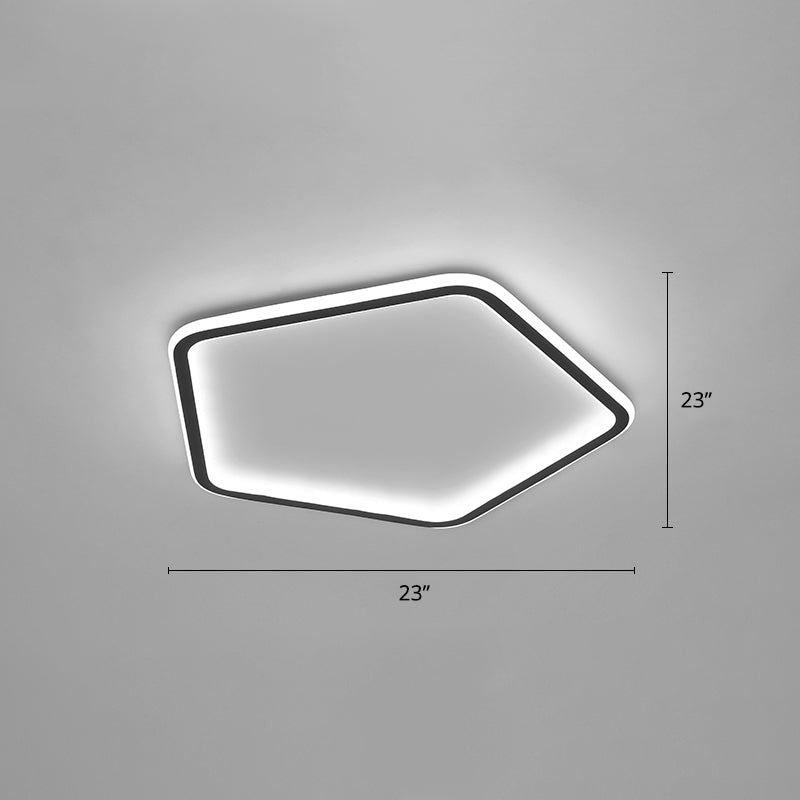 Minimalist Pentagon Ultrathin Ceiling Light Aluminum Bedroom LED Flush Mount Light in Black Black 23" White Clearhalo 'Ceiling Lights' 'Close To Ceiling Lights' 'Close to ceiling' 'Flush mount' Lighting' 2422745