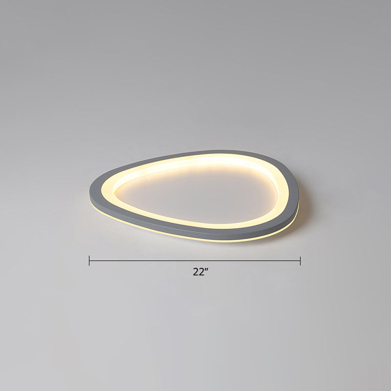 Dark Grey Droplet Shaped Flushmount Nordic Acrylic LED Ultrathin Ceiling Flush Light Dark Gray 22" Clearhalo 'Ceiling Lights' 'Close To Ceiling Lights' 'Close to ceiling' 'Flush mount' Lighting' 2422747