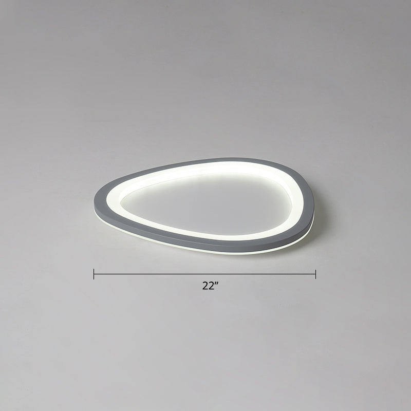Dark Grey Droplet Shaped Flushmount Nordic Acrylic LED Ultrathin Ceiling Flush Light Dark Gray 22" White Clearhalo 'Ceiling Lights' 'Close To Ceiling Lights' 'Close to ceiling' 'Flush mount' Lighting' 2422749