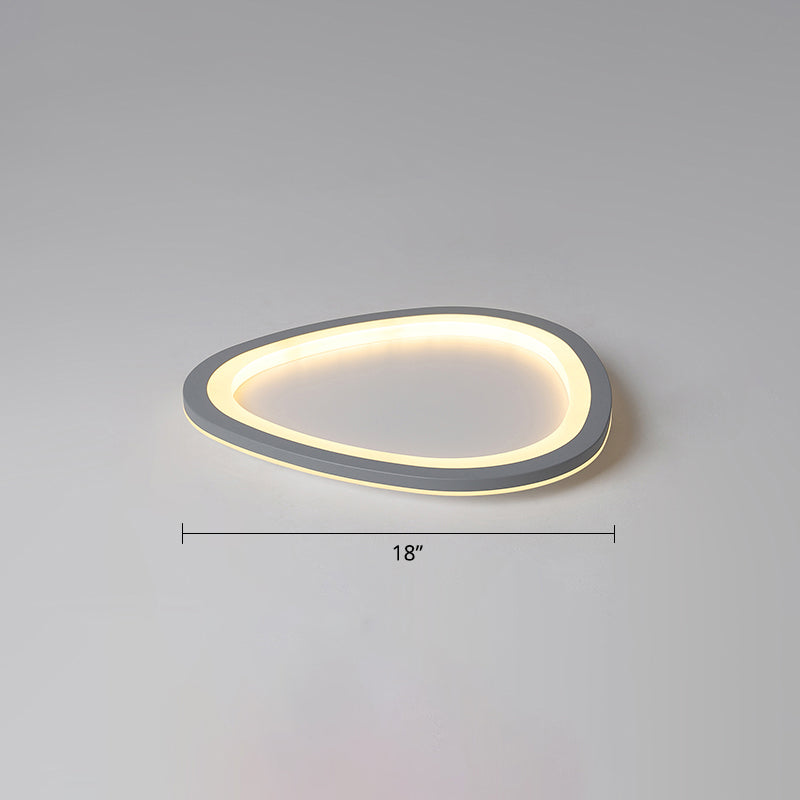 Dark Grey Droplet Shaped Flushmount Nordic Acrylic LED Ultrathin Ceiling Flush Light Dark Gray 18" Clearhalo 'Ceiling Lights' 'Close To Ceiling Lights' 'Close to ceiling' 'Flush mount' Lighting' 2422751