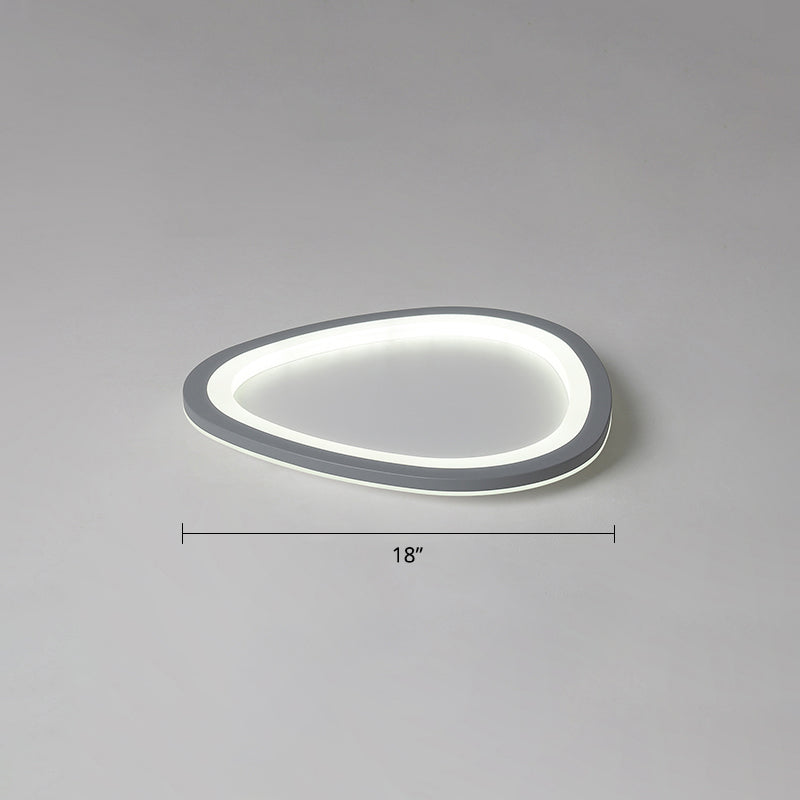 Dark Grey Droplet Shaped Flushmount Nordic Acrylic LED Ultrathin Ceiling Flush Light Dark Gray 18" White Clearhalo 'Ceiling Lights' 'Close To Ceiling Lights' 'Close to ceiling' 'Flush mount' Lighting' 2422753