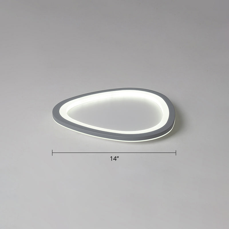 Dark Grey Droplet Shaped Flushmount Nordic Acrylic LED Ultrathin Ceiling Flush Light Dark Gray 14" White Clearhalo 'Ceiling Lights' 'Close To Ceiling Lights' 'Close to ceiling' 'Flush mount' Lighting' 2422756