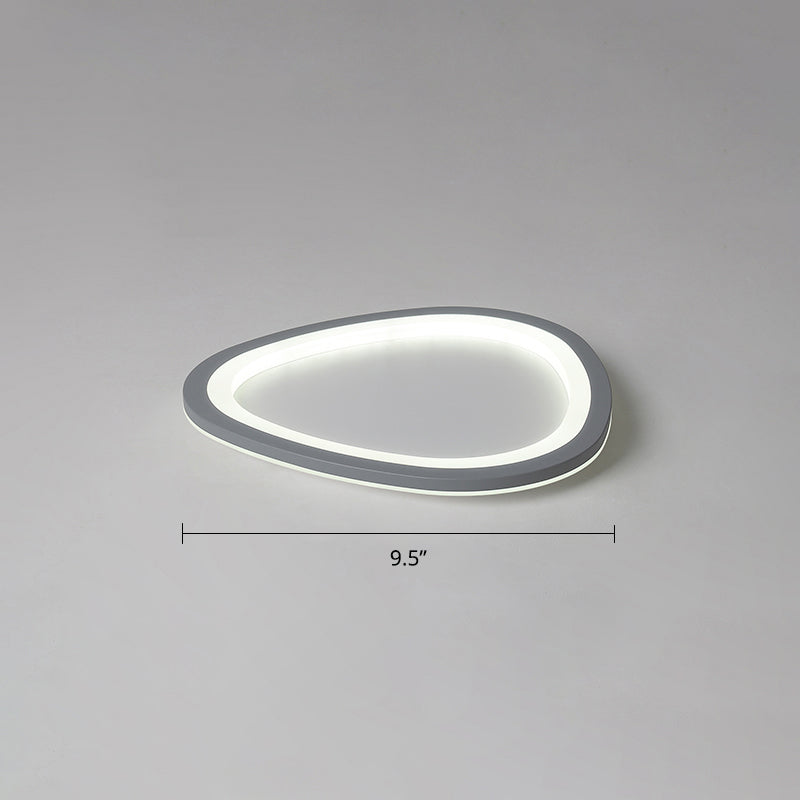 Dark Grey Droplet Shaped Flushmount Nordic Acrylic LED Ultrathin Ceiling Flush Light Dark Gray 9.5" White Clearhalo 'Ceiling Lights' 'Close To Ceiling Lights' 'Close to ceiling' 'Flush mount' Lighting' 2422758