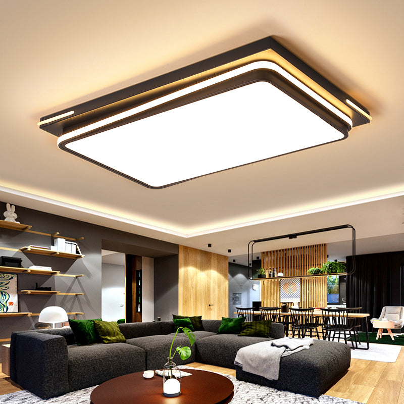 Quad Shaped Ceiling Flush Light Fixture Modern Acrylic Living Room Flush Mount in Black Clearhalo 'Ceiling Lights' 'Close To Ceiling Lights' 'Close to ceiling' 'Flush mount' Lighting' 2422759