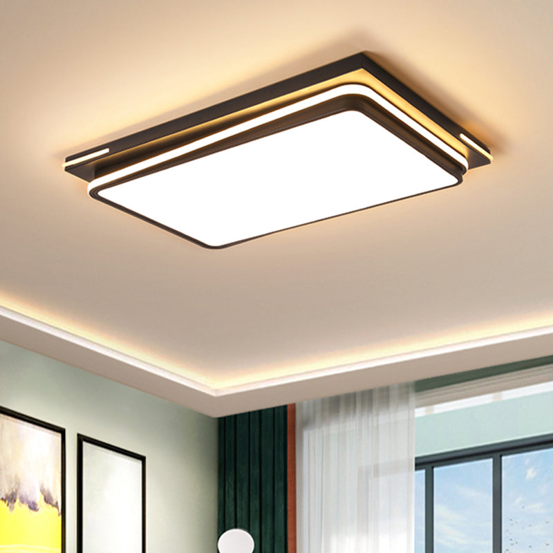 Quad Shaped Ceiling Flush Light Fixture Modern Acrylic Living Room Flush Mount in Black Black 33.5" Clearhalo 'Ceiling Lights' 'Close To Ceiling Lights' 'Close to ceiling' 'Flush mount' Lighting' 2422760