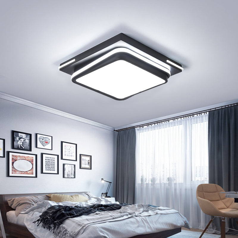 Quad Shaped Ceiling Flush Light Fixture Modern Acrylic Living Room Flush Mount in Black Black White Clearhalo 'Ceiling Lights' 'Close To Ceiling Lights' 'Close to ceiling' 'Flush mount' Lighting' 2422763