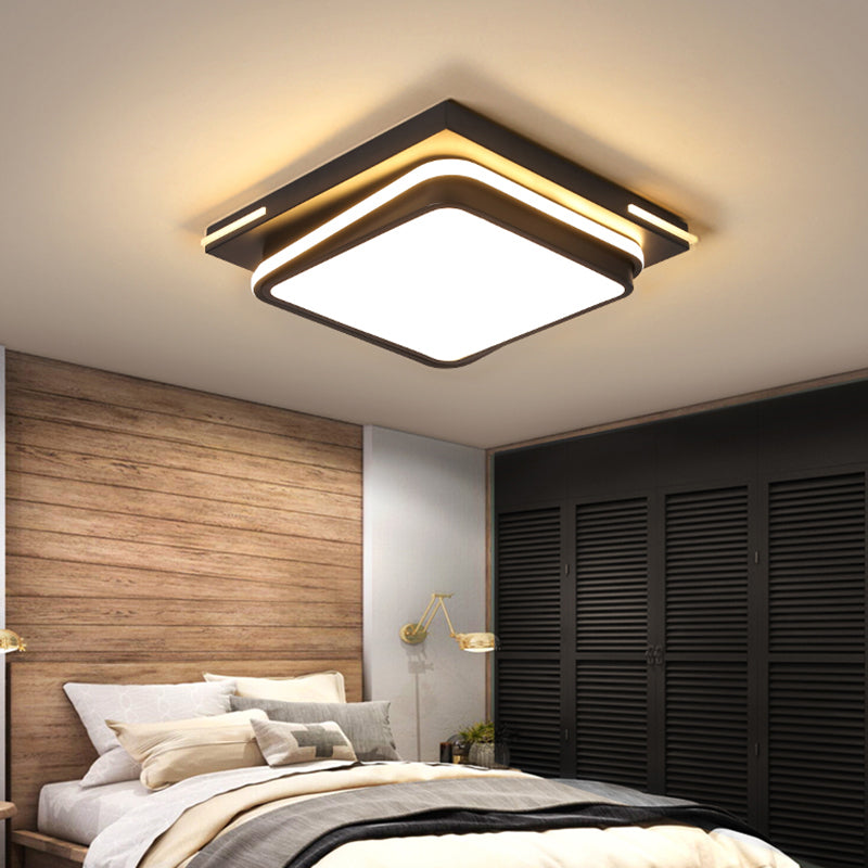 Quad Shaped Ceiling Flush Light Fixture Modern Acrylic Living Room Flush Mount in Black Clearhalo 'Ceiling Lights' 'Close To Ceiling Lights' 'Close to ceiling' 'Flush mount' Lighting' 2422765