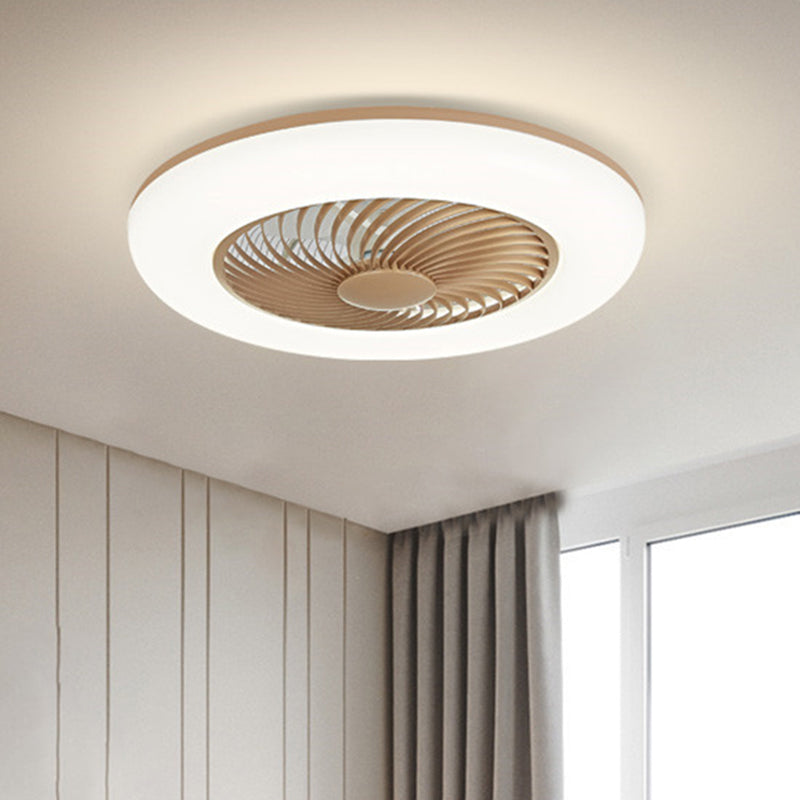 Remote Control Round Semi Flush Ceiling Light Simplicity Acrylic Bedroom LED Hanging Fan Light, 21.5" W Clearhalo 'Ceiling Fans with Lights' 'Ceiling Fans' 'Modern Ceiling Fans' 'Modern' Lighting' 2422798