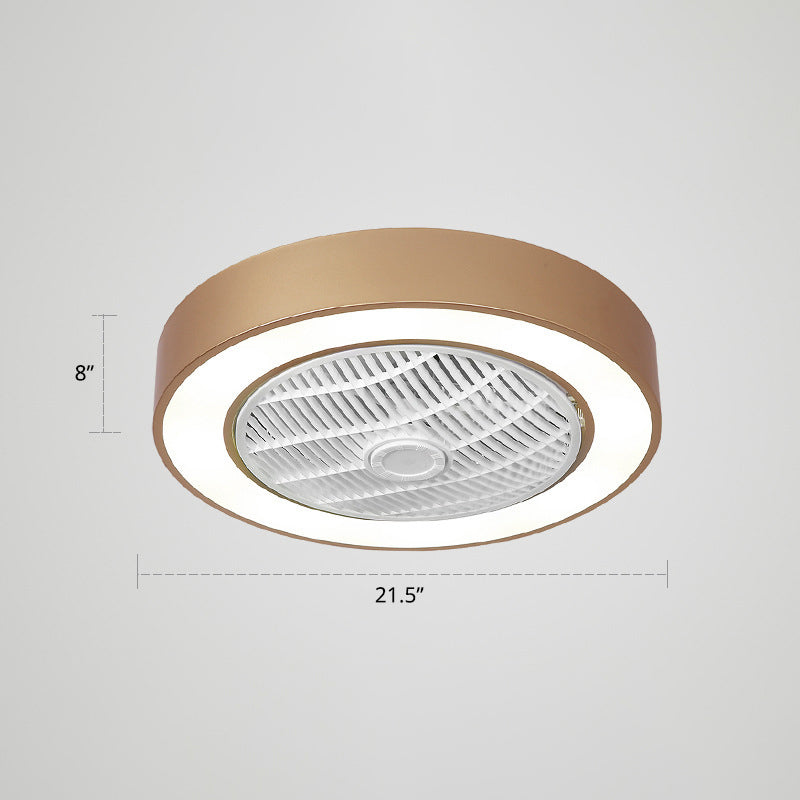 21.5" W Nordic Round Ceiling Fan Light Fixture Metal Kids Bedroom LED Semi Flush Light with Remote Control Brown Remote Clearhalo 'Ceiling Fans with Lights' 'Ceiling Fans' 'Modern Ceiling Fans' 'Modern' Lighting' 2422810