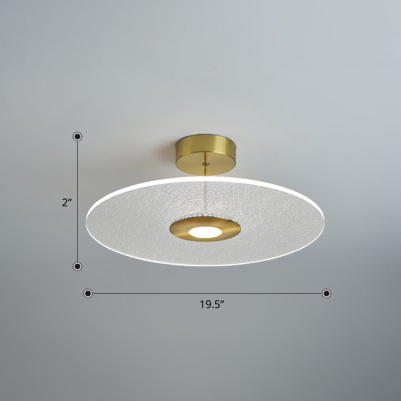 Novelty Simple Disk Shaped Semi Flush Acrylic Bedroom LED Ceiling Mounted Light in Gold Gold White Clearhalo 'Ceiling Lights' 'Close To Ceiling Lights' 'Close to ceiling' 'Semi-flushmount' Lighting' 2422831