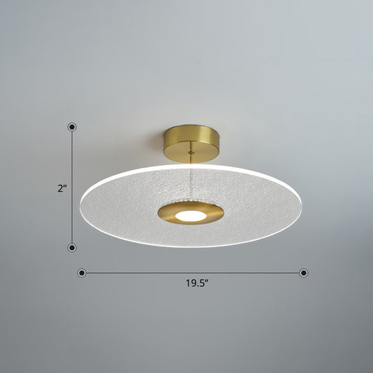 Novelty Simple Disk Shaped Semi Flush Acrylic Bedroom LED Ceiling Mounted Light in Gold Gold White Clearhalo 'Ceiling Lights' 'Close To Ceiling Lights' 'Close to ceiling' 'Semi-flushmount' Lighting' 2422831