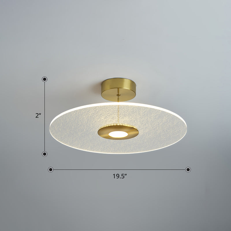 Novelty Simple Disk Shaped Semi Flush Acrylic Bedroom LED Ceiling Mounted Light in Gold Gold Warm Clearhalo 'Ceiling Lights' 'Close To Ceiling Lights' 'Close to ceiling' 'Semi-flushmount' Lighting' 2422832