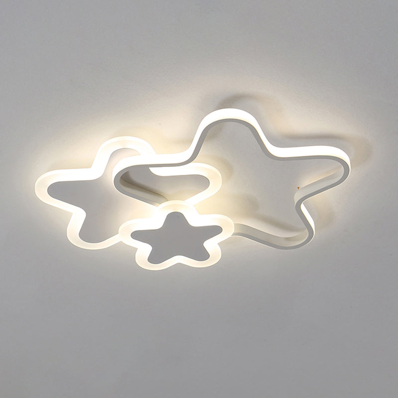 Star LED Flush Mount Lighting Fixture Cartoon Metal Childrens Room Ceiling Mounted Light White 16.5" Third Gear Clearhalo 'Ceiling Lights' 'Close To Ceiling Lights' 'Close to ceiling' 'Flush mount' Lighting' 2422839