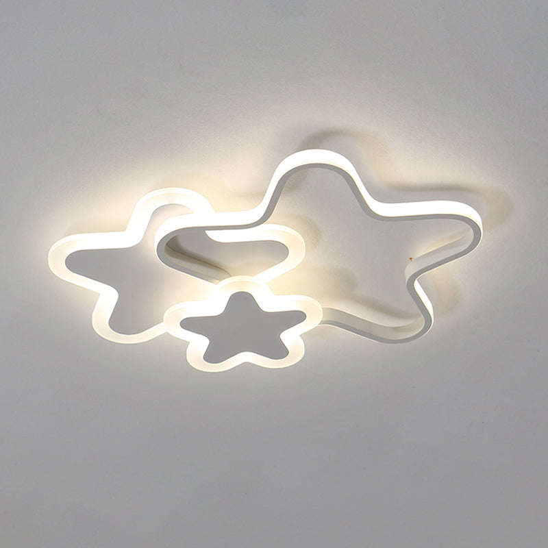 Star LED Flush Mount Lighting Fixture Cartoon Metal Childrens Room Ceiling Mounted Light White 20.5" White Clearhalo 'Ceiling Lights' 'Close To Ceiling Lights' 'Close to ceiling' 'Flush mount' Lighting' 2422848