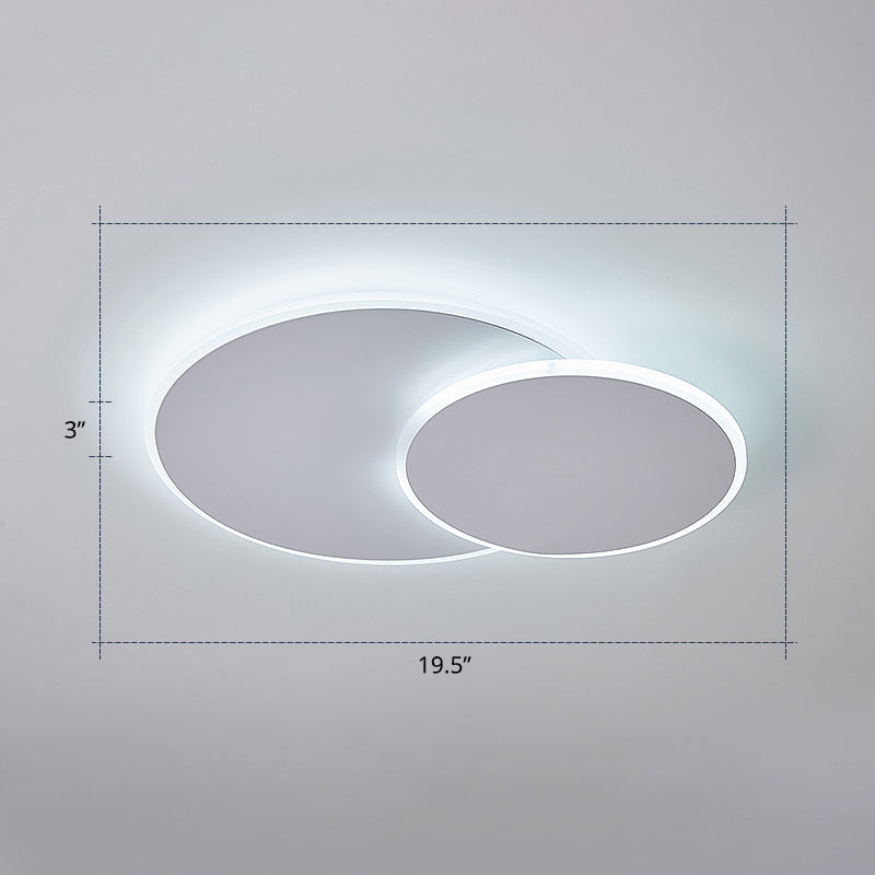 Dual Round Flushmount Lighting Minimalist Metal Surface Mounted Led Ceiling Light for Bedroom White 19.5" White Clearhalo 'Ceiling Lights' 'Close To Ceiling Lights' 'Close to ceiling' 'Flush mount' Lighting' 2422856