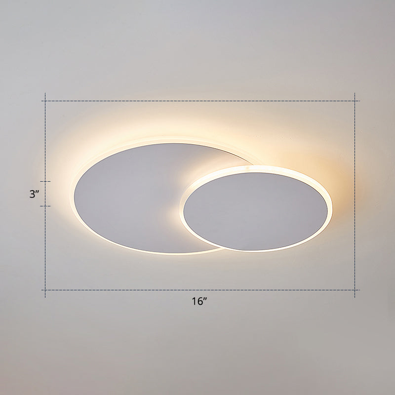 Dual Round Flushmount Lighting Minimalist Metal Surface Mounted Led Ceiling Light for Bedroom White 16" Warm Clearhalo 'Ceiling Lights' 'Close To Ceiling Lights' 'Close to ceiling' 'Flush mount' Lighting' 2422857