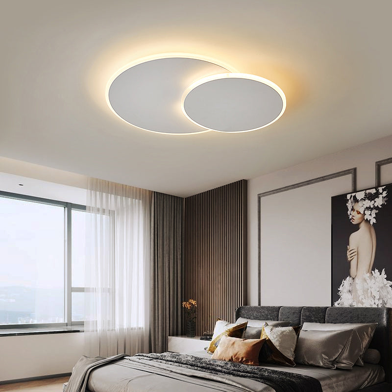 Dual Round Flushmount Lighting Minimalist Metal Surface Mounted Led Ceiling Light for Bedroom Clearhalo 'Ceiling Lights' 'Close To Ceiling Lights' 'Close to ceiling' 'Flush mount' Lighting' 2422858