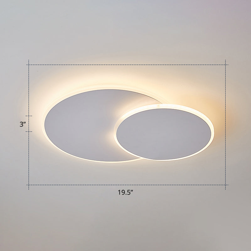 Dual Round Flushmount Lighting Minimalist Metal Surface Mounted Led Ceiling Light for Bedroom White 19.5" Warm Clearhalo 'Ceiling Lights' 'Close To Ceiling Lights' 'Close to ceiling' 'Flush mount' Lighting' 2422859