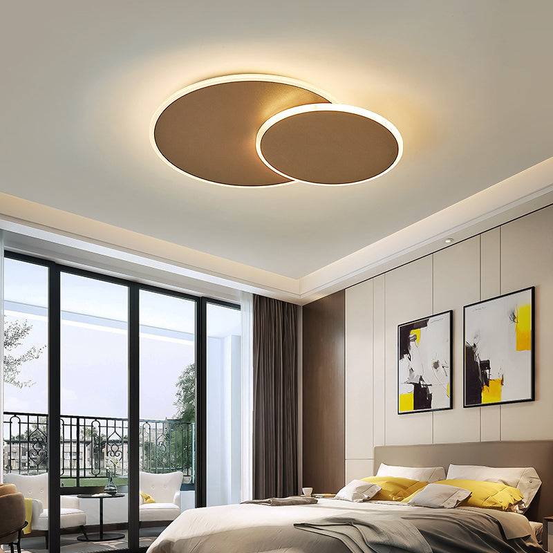 Dual Round Flushmount Lighting Minimalist Metal Surface Mounted Led Ceiling Light for Bedroom Clearhalo 'Ceiling Lights' 'Close To Ceiling Lights' 'Close to ceiling' 'Flush mount' Lighting' 2422860