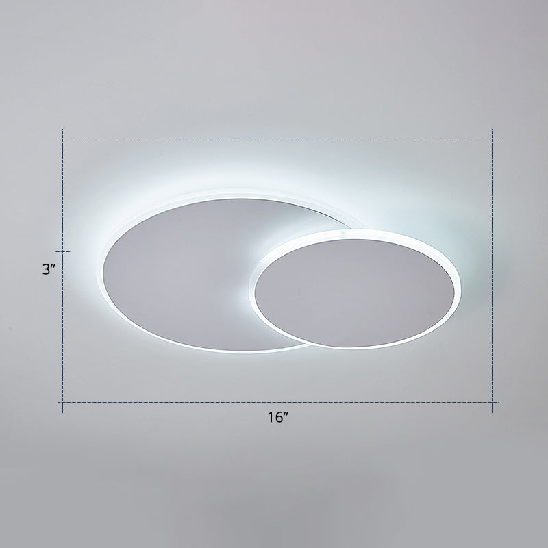 Dual Round Flushmount Lighting Minimalist Metal Surface Mounted Led Ceiling Light for Bedroom White 16" White Clearhalo 'Ceiling Lights' 'Close To Ceiling Lights' 'Close to ceiling' 'Flush mount' Lighting' 2422861