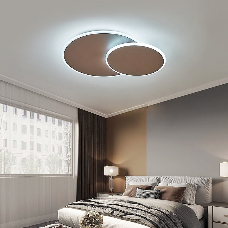 Dual Round Flushmount Lighting Minimalist Metal Surface Mounted Led Ceiling Light for Bedroom Clearhalo 'Ceiling Lights' 'Close To Ceiling Lights' 'Close to ceiling' 'Flush mount' Lighting' 2422862