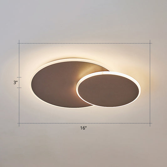 Dual Round Flushmount Lighting Minimalist Metal Surface Mounted Led Ceiling Light for Bedroom Coffee 16" Warm Clearhalo 'Ceiling Lights' 'Close To Ceiling Lights' 'Close to ceiling' 'Flush mount' Lighting' 2422863