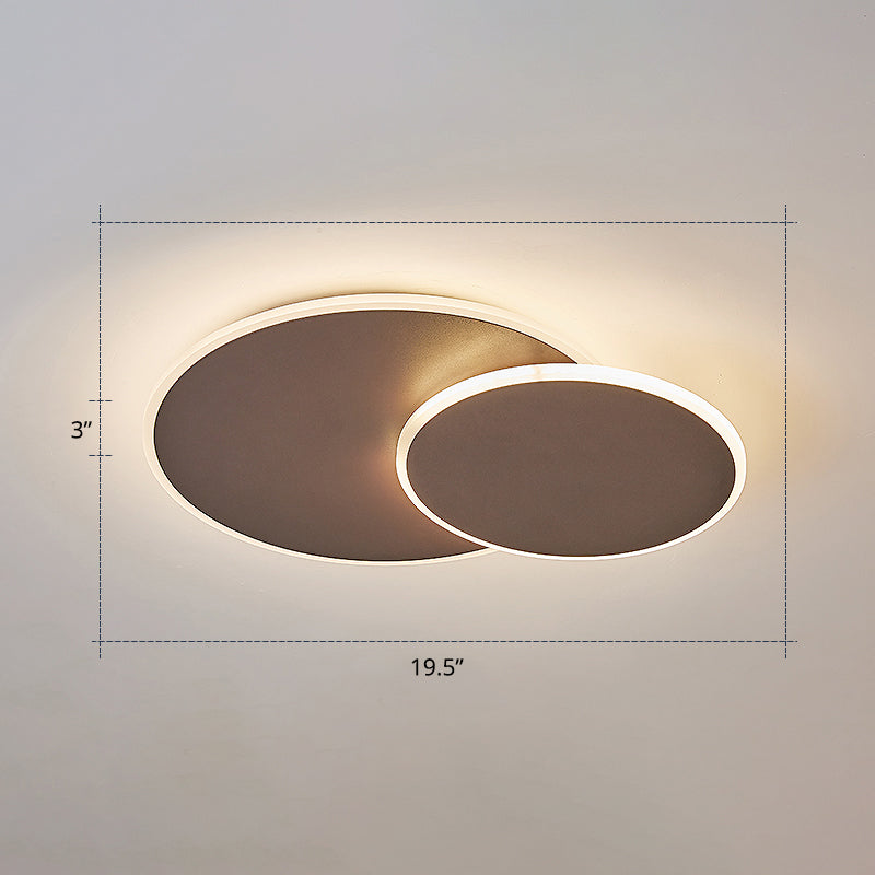 Dual Round Flushmount Lighting Minimalist Metal Surface Mounted Led Ceiling Light for Bedroom Coffee 19.5" Warm Clearhalo 'Ceiling Lights' 'Close To Ceiling Lights' 'Close to ceiling' 'Flush mount' Lighting' 2422866