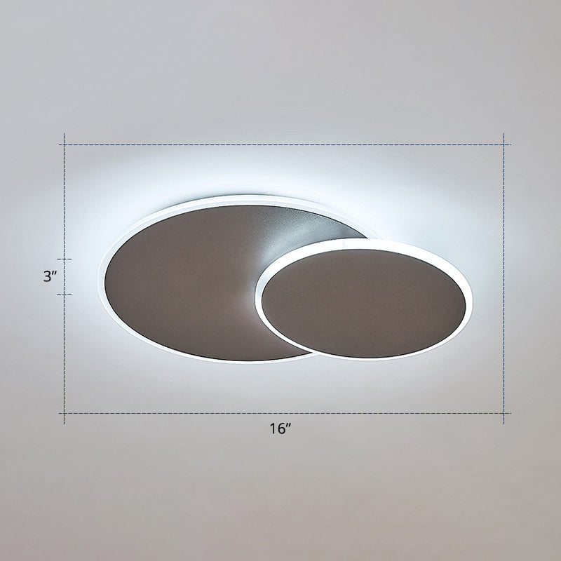 Dual Round Flushmount Lighting Minimalist Metal Surface Mounted Led Ceiling Light for Bedroom Coffee 16" White Clearhalo 'Ceiling Lights' 'Close To Ceiling Lights' 'Close to ceiling' 'Flush mount' Lighting' 2422867