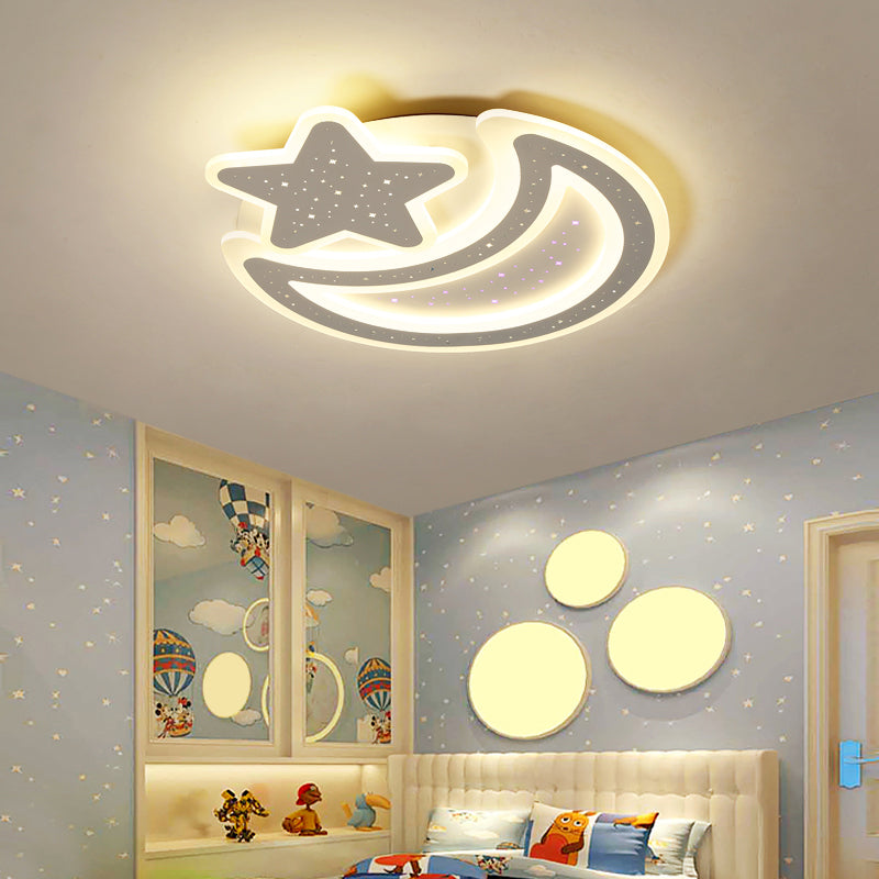 Moon and Star Acrylic Ceiling Lamp Nordic Led Flush Mount Light Fixture for Kids Room Clearhalo 'Ceiling Lights' 'Close To Ceiling Lights' 'Close to ceiling' 'Flush mount' Lighting' 2422869