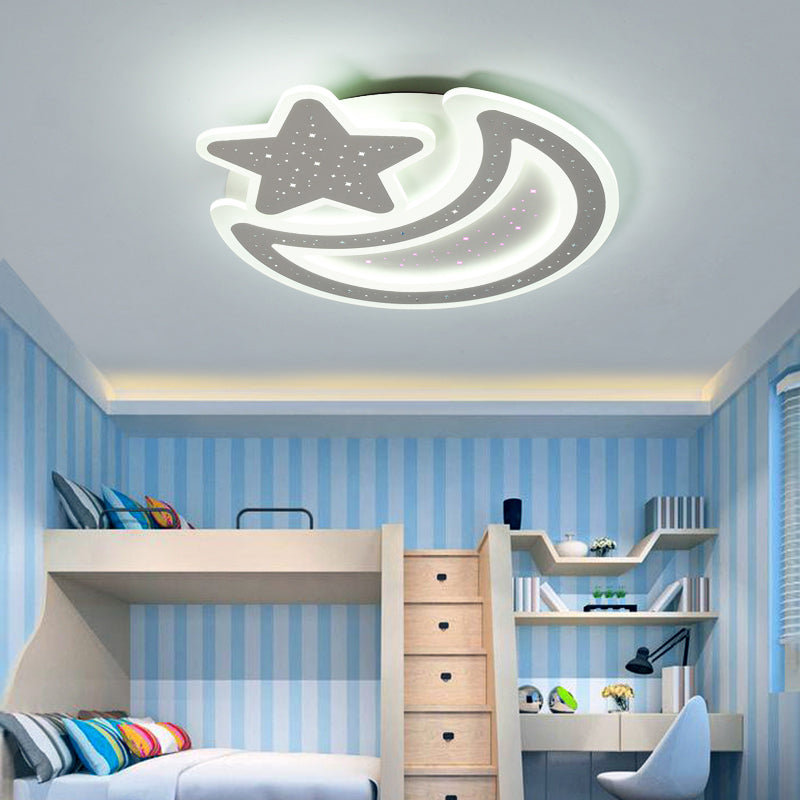 Moon and Star Acrylic Ceiling Lamp Nordic Led Flush Mount Light Fixture for Kids Room Clearhalo 'Ceiling Lights' 'Close To Ceiling Lights' 'Close to ceiling' 'Flush mount' Lighting' 2422871