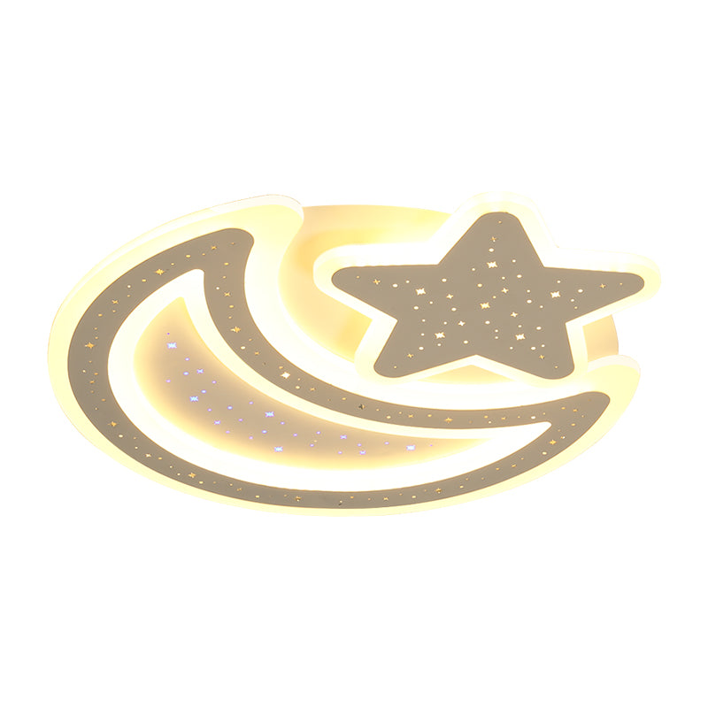 Moon and Star Acrylic Ceiling Lamp Nordic Led Flush Mount Light Fixture for Kids Room Clearhalo 'Ceiling Lights' 'Close To Ceiling Lights' 'Close to ceiling' 'Flush mount' Lighting' 2422872