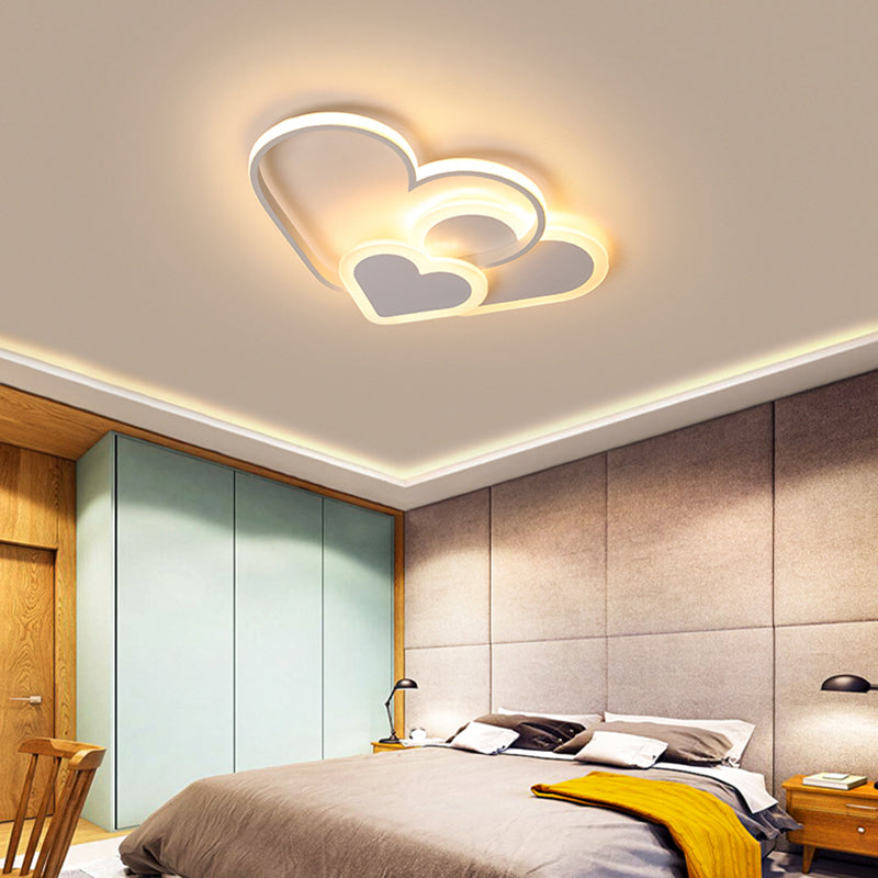 Loving Heart Ceiling Flush Mount Contemporary Acrylic Bedroom LED Flush Light Fixture - Clearhalo - 'Ceiling Lights' - 'Close To Ceiling Lights' - 'Close to ceiling' - 'Flush mount' - Lighting' - 2422912