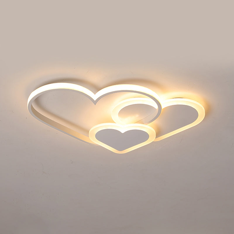 Loving Heart Ceiling Flush Mount Contemporary Acrylic Bedroom LED Flush Light Fixture - White - 16.5" - White - Clearhalo - 'Ceiling Lights' - 'Close To Ceiling Lights' - 'Close to ceiling' - 'Flush mount' - Lighting' - 2422913