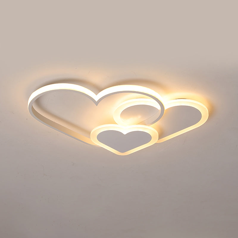 Loving Heart Ceiling Flush Mount Contemporary Acrylic Bedroom LED Flush Light Fixture - White - 20.5" - Third Gear - Clearhalo - 'Ceiling Lights' - 'Close To Ceiling Lights' - 'Close to ceiling' - 'Flush mount' - Lighting' - 2422916