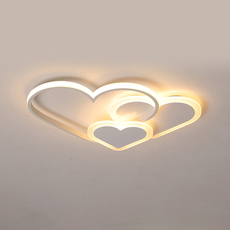 Loving Heart Ceiling Flush Mount Contemporary Acrylic Bedroom LED Flush Light Fixture - White - 20.5" - Remote Control Stepless Dimming - Clearhalo - 'Ceiling Lights' - 'Close To Ceiling Lights' - 'Close to ceiling' - 'Flush mount' - Lighting' - 2422918